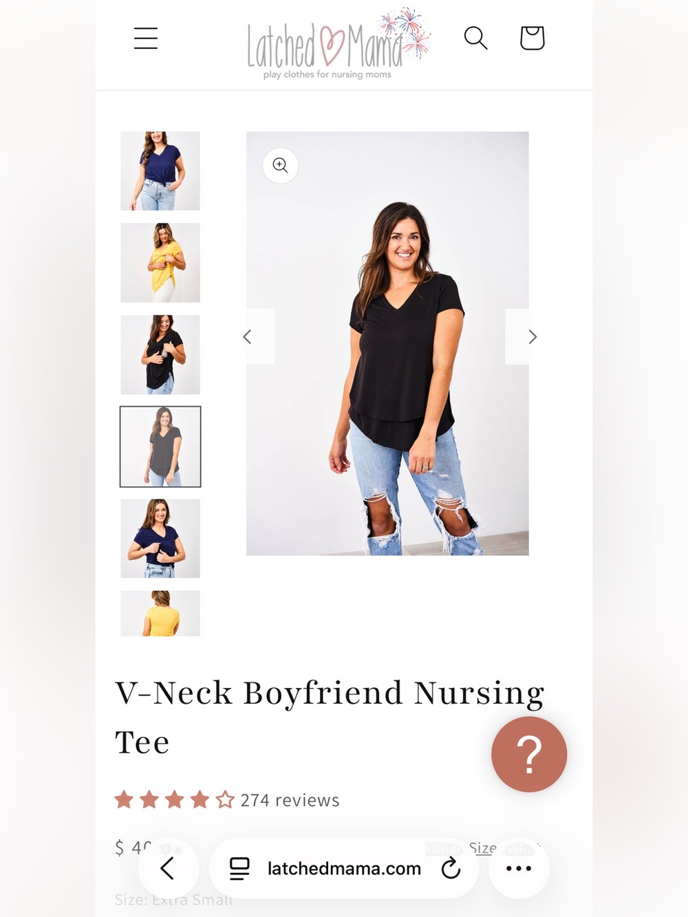 ***Three Pack*** of Latched Mama V-Neck Short Sleeve Tee Grey, Navy, Black - Picture 3 of 10